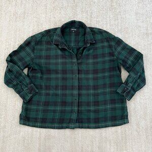 Madewell Westlake Green Plaid Flannel Button Up Cotton Shirt S